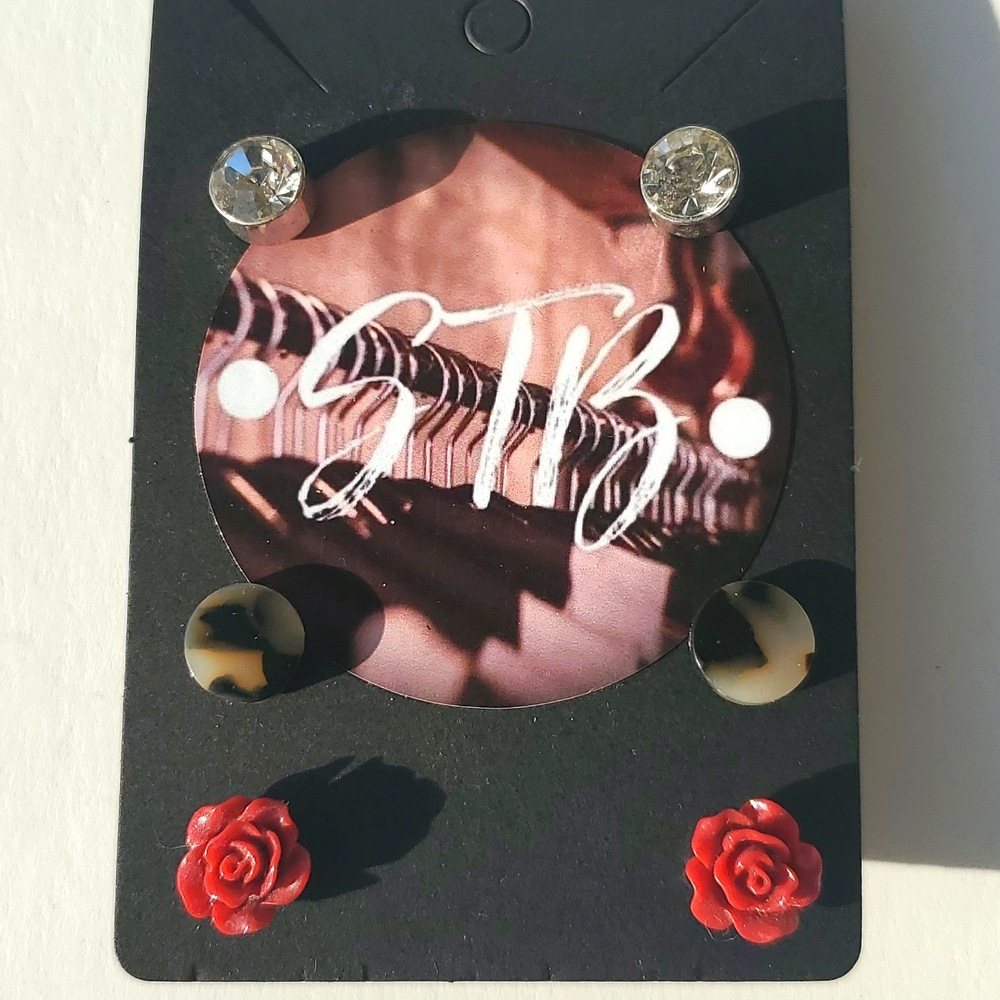 Boutique Three Pair of Different Stud Fashion Earrings